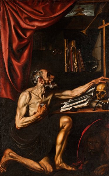 Main Product Photo of St Jerome Doing Penance in his Study  Painting by Luis Tristan