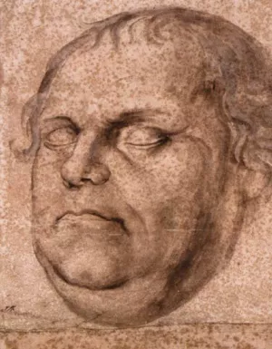 Portrait Sketch of the Dead Martin Luther by Lukas Furtenagel - Oil Painting Reproduction