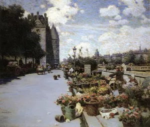 Parisian Flower Market by Luther Emerson Van Gorder - Oil Painting Reproduction