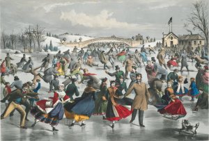Central-Park, Winter; The Skating Pond by Lyman W. Atwater Oil Painting