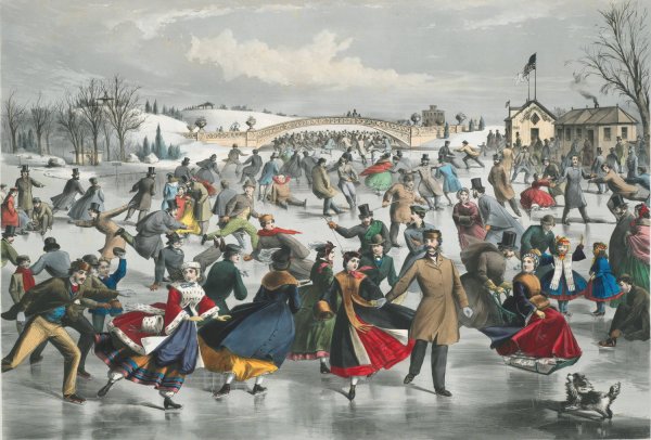 Central-Park, Winter; The Skating Pond  by Lyman W. Atwater - Hand-Painted Oil Painting Reproduction