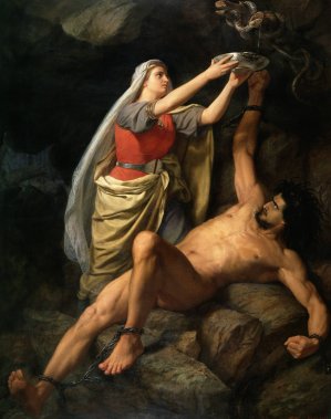 Loke and Sigyn by Mårten Eskil Winge Oil Painting
