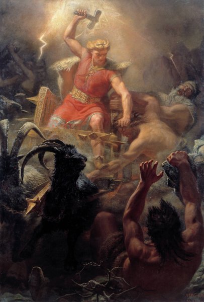 Main Product Photo of Tor's Fight With The Giants  Painting by Mårten Eskil Winge