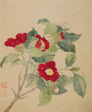 Camellias by Ma Yuanyu Oil Painting