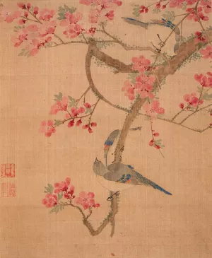 Peach Blossoms and Birds by Ma Yuanyu Oil Painting