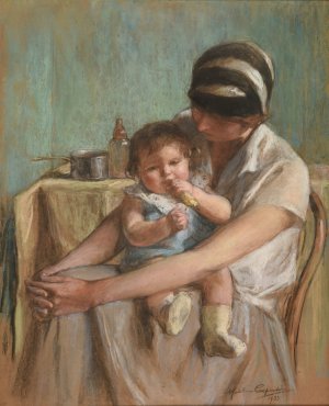 Mere et son bebe by Madeleine Carpentier Oil Painting