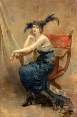 Femme assise dans un fauteuil Dagobert by Madeleine-Jeanne Lemaire Oil Painting