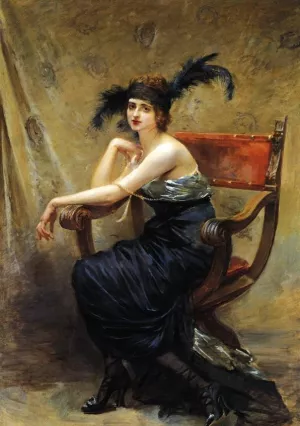 Woman Sitting in a 'Dagobert' Armchair by Madeleine Jeanne Lemaire - Oil Painting Reproduction