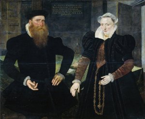 Portrait of Gillis Hooftman, Shipowner, and his Wife Margaretha van Nispen by Maerten De Vos Oil Painting