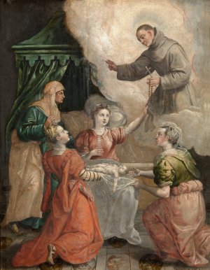 Saint Didacus Helps with a Difficult Birth by Maerten De Vos Oil Painting