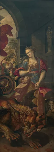 Saint George and the Princess of Silence Return to the City with the Vanquished Dragon 2 Oil painting by Maerten De Vos
