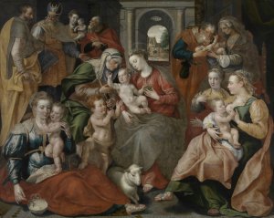 The Family of Saint Anne by Maerten De Vos Oil Painting