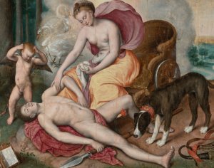 Venus And Adonis by Maerten De Vos Oil Painting