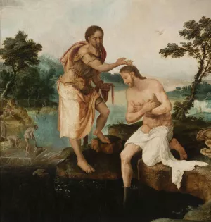 Baptism of Christ by Maerten Van Heemskerck Oil Painting