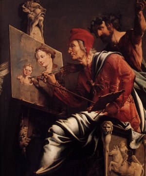 St Luke Painting the Virgin and Child Detail by Maerten Van Heemskerck Oil Painting