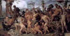 Triumphal Procession of Bacchus by Maerten Van Heemskerck Oil Painting
