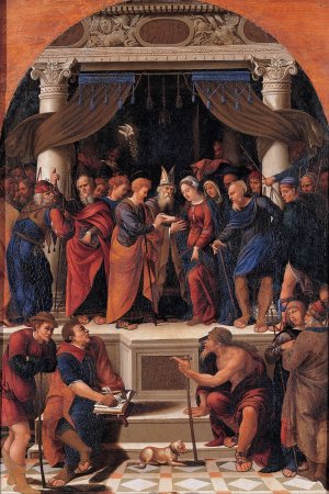 The Marriage of the Virgin by Maestro Dei Dodici Apostoli Oil Painting