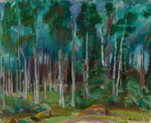 Birches in Vaaksy Oil painting by Magnus Enckell
