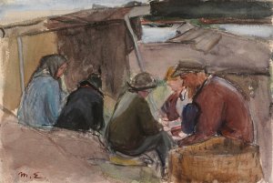 Fisherfolk by the Sea by Magnus Enckell Oil Painting