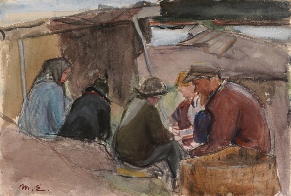 Fisherfolk by the Sea  by Magnus Enckell - Hand-Painted Oil Painting Reproduction
