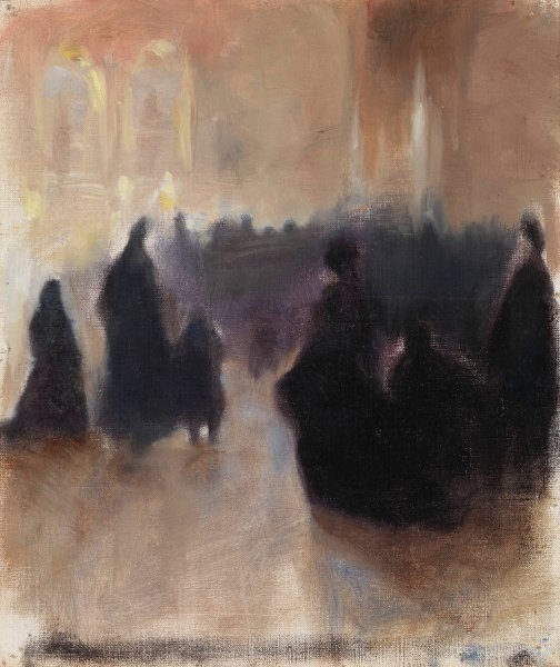 Interior of a Church in Paris  by Magnus Enckell - Hand-Painted Oil Painting Reproduction