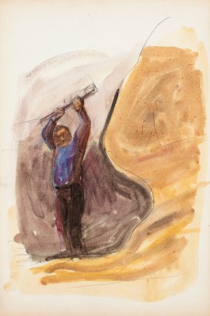 Mies ja tanko, luonnos by Magnus Enckell Oil Painting
