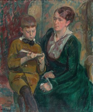 Mrs. Esther Cederhvarf with Her Son by Magnus Enckell Oil Painting