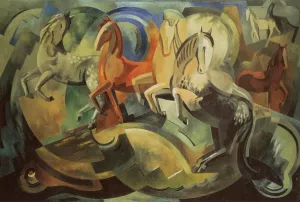 Abstraction of horses by Mainie Jellett Oil Painting