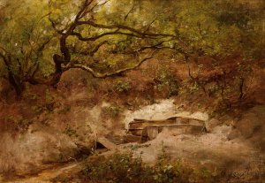 An Apple Tree at a Stream by Maksymilian Gierymski Oil Painting