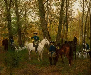Resting on a hunt Oil painting by Maksymilian Gierymski