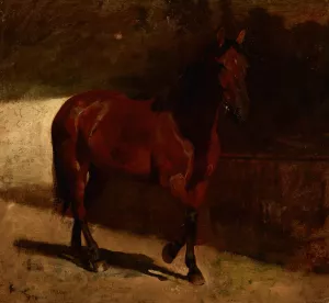 Study of a Chestnut Horse by Maksymilian Gierymski Oil Painting