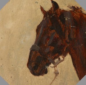 Study of the Horse's Head by Maksymilian Gierymski Oil Painting