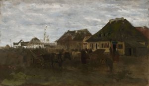 Winter in a small town, sketch I by Maksymilian Gierymski Oil Painting