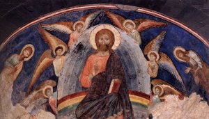 Christ in Glory Among Angels by Manfredino Da Pistoia Oil Painting