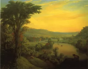 View of the Mohawk near Little Falls by Manneville E. D. Brown - Oil Painting Reproduction