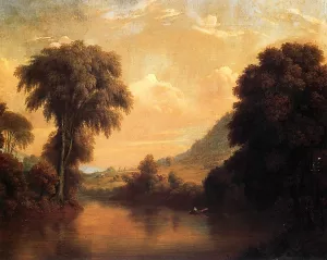 View on Mohawk from Morris' Bridge by Manneville E. D. Brown - Oil Painting Reproduction