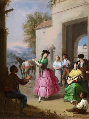 Cheering at the Gates of the Farm Oil painting by Manuel Cabral Aguado Bejarano