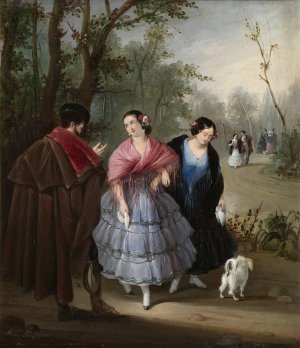 Out for a Stroll by Manuel Cabral Aguado Bejarano Oil Painting