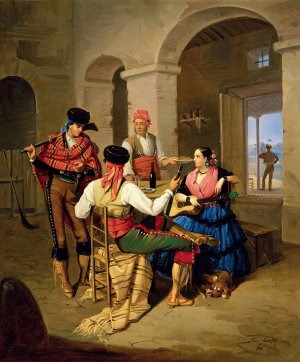 Scene in a Country Inn Oil painting by Manuel Cabral Aguado Bejarano
