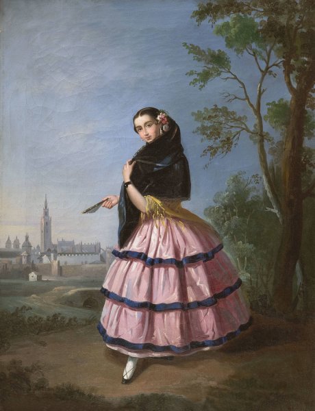 Seville Maja  by Manuel Cabral Aguado Bejarano - Hand-Painted Oil Painting Reproduction