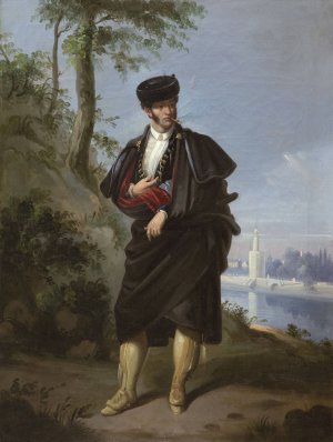 Seville Majo Oil painting by Manuel Cabral Aguado Bejarano