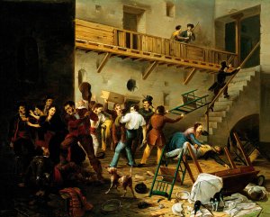 The Brawl by Manuel Cabral Aguado Bejarano Oil Painting