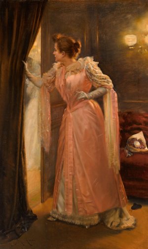 A pang of jealousy by Manuel Cusi Y Ferret Oil Painting
