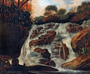 Great Tijuca Waterfall by Manuel De Araujo Porto-Alegre Oil Painting