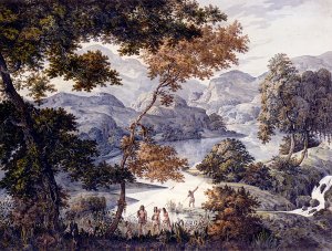 River Landscape with Indians Oil painting by Manuel De Araujo Porto-Alegre