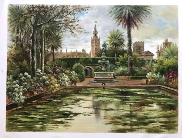 A Garden in Seville painting by Manuel Garcia y Rodriguez