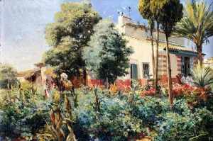A Mediterranean Village by Manuel Garcia y Rodriguez Oil Painting