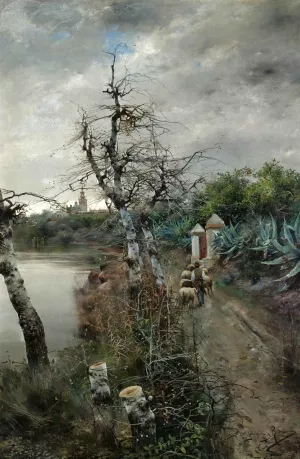 On the Road to Seville by Manuel Garcia y Rodriguez Oil Painting