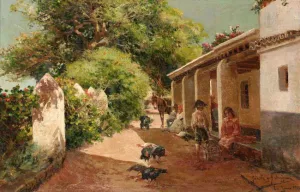 Patio at La Jara by Manuel Garcia y Rodriguez Oil Painting