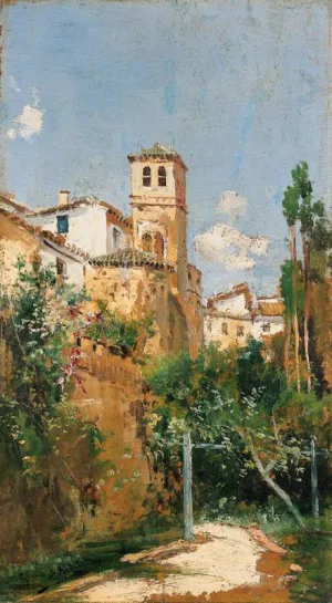 Scorcio di Paese by Manuel Garcia y Rodriguez Oil Painting